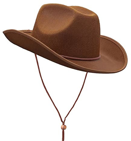 Clearance Cowboy Hat for Men Women - Adjustable Outdoor Western Lightweight Travel Cap - Wide Brim Durable Cowgirl Felt Sun Hat - UK Brown Large