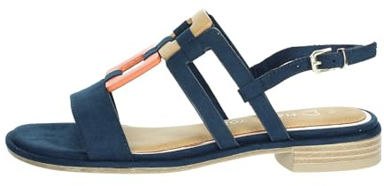 MARCO TOZZI Damen Sandalen flach mit Schließe Sommer, Blau (Navy Comb), 41 EU