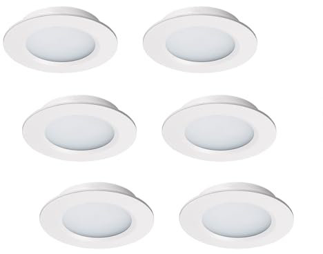 ANYPOWK 12V LED-Leuchten für Wohnmobile, Boote und Anhänger - Tageslicht 6000K, 300 Lumen, 3W, dimmbare Niedervolt-Mini-Einbauleuchten Weiß - 6er-Pack