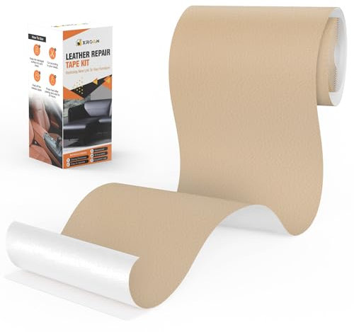 Xroam Kunstleder Selbstklebend, 12x160 cm Beige Leder Reparatur Patch, Lederflicken Selbstklebender, Kunstleder Reparaturset, Leder Patch Selbstklebend für Sofa, Autositze, Taschen, Jacken