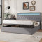 KEYIDE Polsterbett 180x200 mit LED und USB, Boxspringbett mit hydraulisches Bettkasten, Bett mit Lattenrost, Großer Stauraum, Doppelbett Jugendbett Stauraumbett, Ohne Matratze (Grau, 180x200cm)