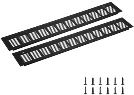 sourcing map Rectangle Ventilation Grille, Aluminum Alloy Mesh Air Vent Cover Louvered Ventilation Cover with Mounting Screws for Cabinet Shoe Closet (500x80mm/20x3, Black)