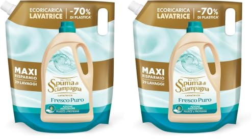 Spuma di Sciampagna Ecoricarica Detersivo Lavatrice Fresco Puro 29 lavaggi - 1305 ml (Confezione da 2)