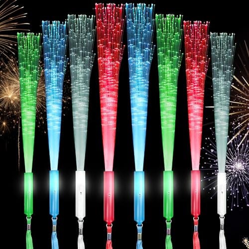 OWill 8 Stück Leuchtstäbe Party, Leuchtstab Led für Kinder, 4 Farben Leuchtstab Kinder, Leuchtwedel für Geburtstage, Hochzeiten, Raves