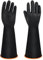 YingBiao 18 Rubber Gloves, Heavy Duty Rubber Gloves, Chemical Resistant Protective Gloves, Reusable Gauntlet Gloves Waterproof Safety Work Glove for Resist Strong Acid, Alkali, Oil, Non-Slip(1 Pair)
