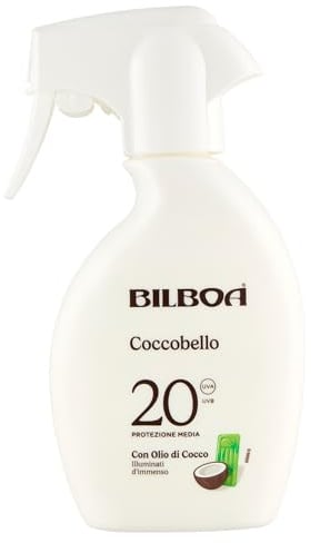 Bilboa Coccobello Trigger Solare SPF 20, con Olio di Cocco, Illuminati d’Immenso, Resistente all'Acqua, 200 ml