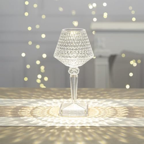 Ideen mit Herz LED-Tischlampe mit Kristalloptik | Diamant | moderne Nachttisch-Lampe | Deko | 26 cm hoch | dimmbar und wiederaufladbar