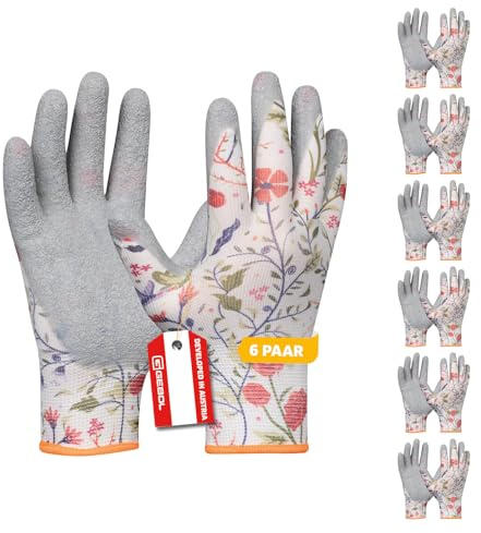 Gebol G-Base Garden Grip Gartenhandschuhe, 6 Paar, Gr. 8/M, atmungsaktiv | Für Beet, Rosen & Pflanzarbeiten, schützt vor Dornen & Erde, feines Tastgefühl, angenehme Passform, leicht zu reinigen