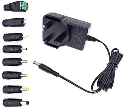 JZK DC 12V 2A Power adapter, 12 Volt 2 Amp 24W AC adapter, replacement power supply 500mA 1A 1.5A 2000mA output, wall charger with 8 DC barrel jack adaptor plug