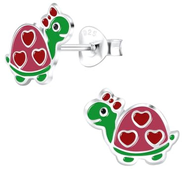 Monkimau Mädchen Ohrringe Turtle | Ohrstecker aus 925 Sterling Silber | Kinderohrringe hypoallergen