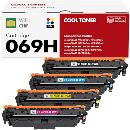 Cool Toner 069H 069 Kompatible Tonerkartusche für Canon 069H 069 i sensys MF752cdw ImageCLASS MF751Cdw MF753Cdw MF752Cdw MF756Cx LBP673Cdw LBP674Cx (Schwarz Cyan Gelb Magenta, 4-Packs)