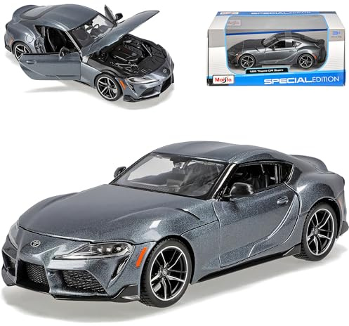 alles-meine.de GmbH T*o*y*o*t*a Supra GR A90 Coupe Grau 5. Generation Ab 2019 1/24 Modell Auto mit individiuellem Wunschkennzeichen
