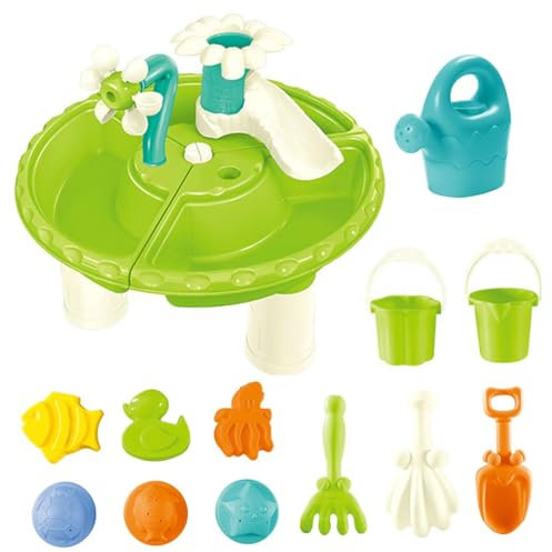 Tavolo da Gioco per Bambini, Tavolo da Gioco 3 in 1 con Sabbia e Acqua, Set da 13 Pezzi per Bambini, da in plastica per Esterni, da con sabbiera per L'Estate, Cortile