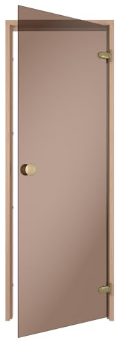 Sauflex Porta sauna ESSENTIAL – Vetro di sicurezza monolastra ESG 8 mm, telaio in legno laminato, montabile a destra/sinistra (Bronzo/Olmo, 80x200)