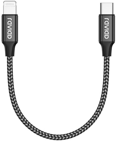 RAVIAD USB C to Lightning Cable Short 0.3M [MFi Certified] iPhone Fast Charger Cable Nylon PD Fast Charging USB C Lightning Cable Compatible with iPhone 14 13 12 11 Pro Max Mini X XS XR 8 8Plus