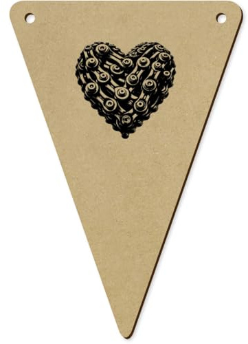 Azeeda 5 x 140mm 'Bike Chain Heart' Bunting Pennants/Flags (BN00093209)