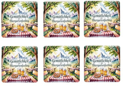 speecheese 6er Set Untersetzer aus Holz Oberbayern Biergarten Gemütlichkeit | pur Perfekt für bayerische Stimmung, lustige Trinkabende und rustikale Dekoration
