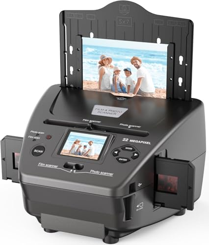 DigitPro Scanner de film photo LCD 22MP 2,4, Scanner de diapositives et de négatifs - Convertisseur numérique - Transforme les négatifs 35mm/135mm, diapositives et cartes de visite en JPEG numériques