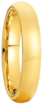 Grewod Ringe Verlobungsringe, Damen und Herren Wolfram 4mm Gold Einfach Mode Ringe Schmuck Größe 75 (23.9)