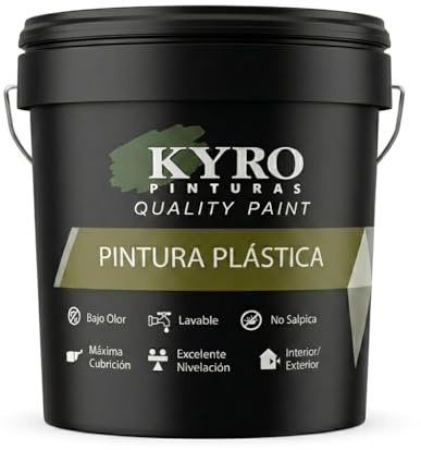 KYRO PINTURAS - MATE VINÍLICA KV - Pintura Plástica Mate para Interior y Exterior, Blanco Intenso, Bajo Olor, Gran Cubrición y Lavable, Rendimiento 10-12 m²/L
