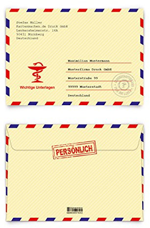 Personalisierte Briefumschläge (30 Stück) - Krankschreibung - DIN C6 - bedruckte Kuverts