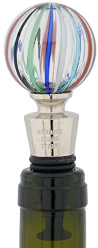 Tapón para botella de cristal de Murano - Rayas azules