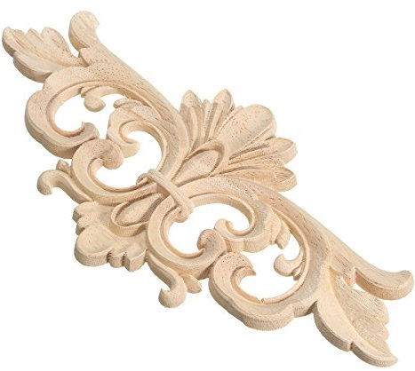 2pcs Bastelholz Möbel Schnitzerei Holz Ornament Verziehrung Aufklebe Dekoration für Möbel Schrank 22x10cm