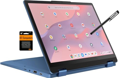 Lenovo Flex 3 Chromebook 2-in-1 12,2 FHD+ Touchscreen Laptop (Intel N100, 4GB DDR5 RAM, 128GB (64GB eMMC + 64GB SD Card)) Studenti & Educazione, Webcam, NFC, HDMI, USB-C, IST Pen, Chrome OS, Blu