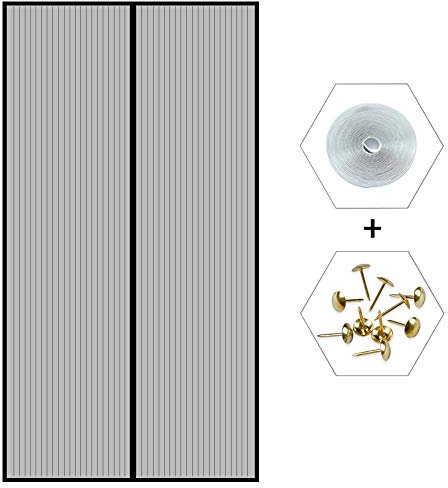 Magnetica per Zanzariera 110x270cm, Tenda Anti Zanzare Chiusura Automatica per Porte di Soggiorno Camera da Letto Casa - Grigio