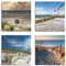 ARTLAND Wanddeko Strandbilder Leinwand Bilder Set 4 tlg. je 20x20 cm Quadratisch Wandbilder Landschaft Strand Natur Ostsee Sand Düne Gräser K2VB