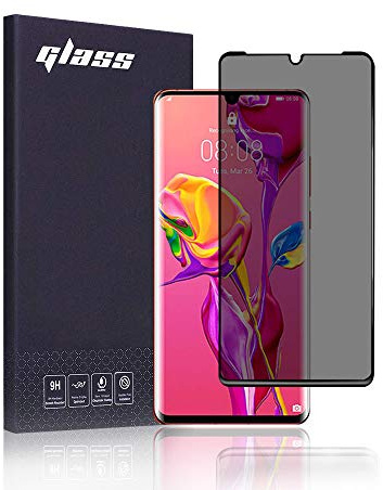 FiiMoo Verre Trempé Anti-Espion Compatible avec Huawei P30 Pro，[3D Couverture Complète][Dureté 9H][Case Friendly] Protecteur d'écran de confidentialité pour Huawei P30 Pro