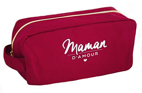 Manahia Trousse de Toilette Maman - Maman d'amour - Cadeau Maman - Vanity pour Femme - 22 x 10 x 12cm - Fête des Mères - Cadeau Grossesse Future Maman - Cadeau Noël, Anniversaire Maman