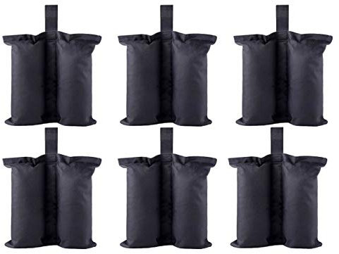 CACTIYE Canopy Weight Bags for Pop up Canopy Tent, Sand Bags Leg Weights for Instant Outdoor Sun Shelter Canopy Legs (6PCSX17X6 INCH, Black)