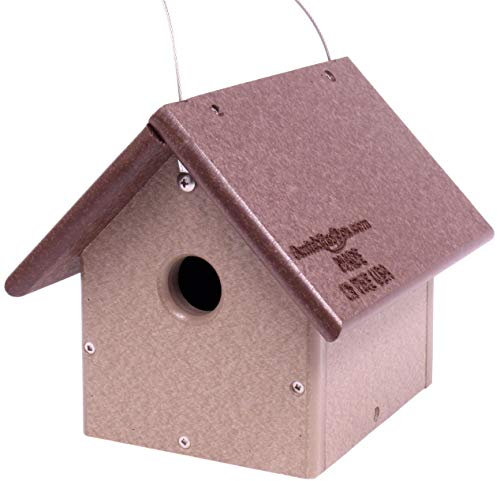 AmishToyBox.com Hühner- oder Zaunkönigshaus, Vogelhaus aus Polyholz (Tudorbraun/verwittertes Holz)