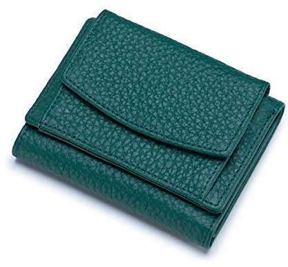 FORRICA Portefeuille Femme Petit Blocage RFID Porte Monnaie Cuir Vachette Léger Compact Porte Cartes Portefeuilles Filles Poche à Monnaie Vert B