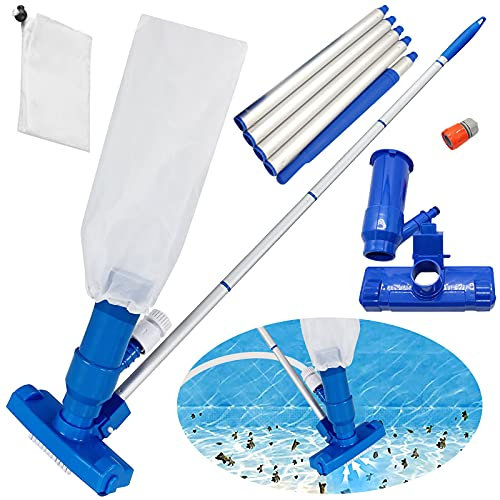 Dantazz Poolsauger Staubsauger mit Bürste 120cm Teleskopstange, Pool Zubehör Reinigungsset Skimmer mit Netztasche, Swimming Pool Clean Netz, für Schwimmbecken Teiche Whirlpools Brunnen (Blau)