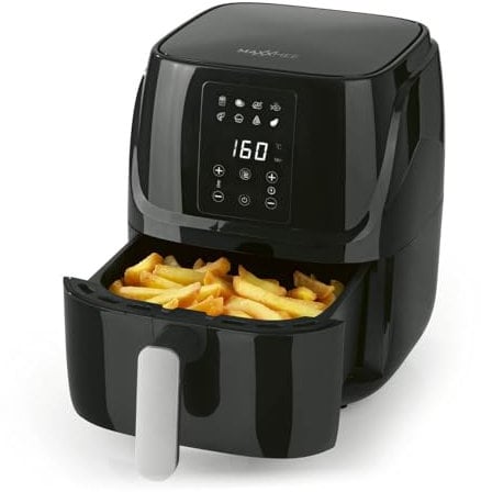 MAXXMEE Friggitrice ad aria calda digitale 3L, combinazione: forno ad aria calda, barbecue e friggitrice, 8 programmi e funzione timer, friggere, grigliare, scongelare, riscaldare e mantenere al caldo