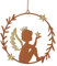 Kranz mit Engel sitzend Gold Glitzer Stern Rostoptik edel Türhänger Fensterdeko Deko Advent Weihnachten D=15 cm