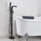 Huin Baignoire au sol sur pied robinet de douche cascade baignoire mélangeur de remplissage mélangeur mitigeur système de robinetterie-Noir mat