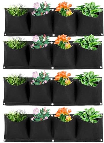 4 Pezzi Borsa per Piante da Appendere a Parete, 4 Tasche Sospese Fioriera da Parete Riutilizzabile Borsa da Coltivazione da Parete per Esterni Giardinaggio Coperto Verticale (1#)