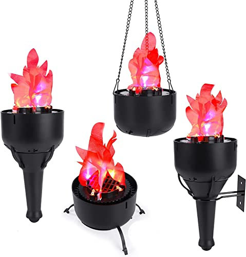 Lampe LED à effet de feu dynamique, effet de feu suspendu, lumière de flamme 4 en 1, flammes de feu 3D pour Noël, Halloween, scènes, décoration de club