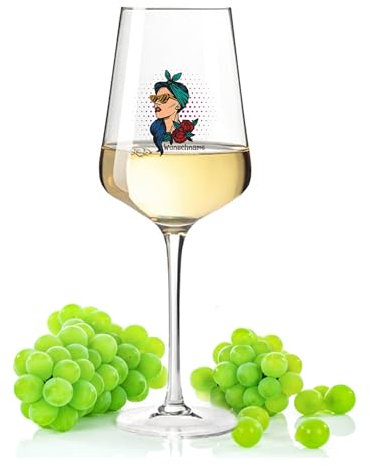 Leonardo Calice da vino con stampa UV – Rockabilly Girl con nome a scelta – regalo per la migliore amica – regalo per la sera delle ragazze – sera delle donne – allarme per compleanno – colore
