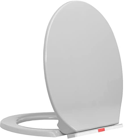 WIFESE Abatant WC à Fermeture en Douceur Gris Clair Ovale 46x34 cm Siège de Toilette Nettoyer Lunette de Toilette Cuvette Toilette Planche WC Mécanisme de Libération Rapide pour Restaurant Hôtel