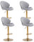 Wahson Barhocker 4er Set Barstuhl Bistrohocker mit Lehne, höhenverstellbar, Tresenhocker aus Samt und Metall, Gesteppter Küchenstuhl für Küche/Hausbar, Grau