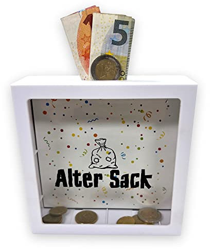 BUSDUGA 4078 Sparkasse Alter Sack 15x15x4,4 cm Spardose Bilderrahmen