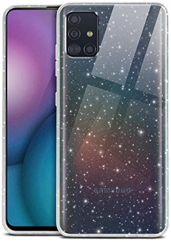 moex Sparky Case für Samsung Galaxy A51 Hülle mit Glitzer Effekt aus Silikon, durchsichtige Handyhülle dünn und weich, Schutzhülle transparent glitzernd Design Cover, Klar