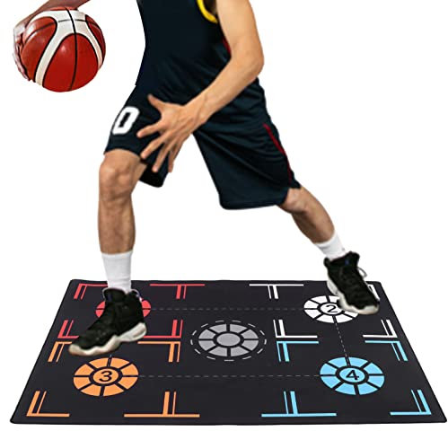 Jiawu Basketball-Trainingsmatte, Basketball-Schritt-Trainingsmatte, rutschfeste Dribble Silent Sports Auxiliary Requisiten, Training Pace Ball Control für Jugend-/Erwachsenen