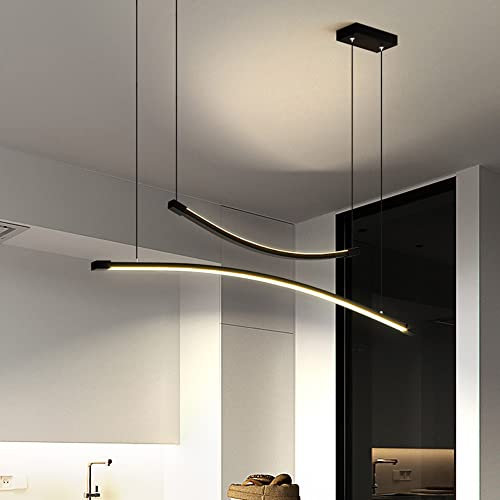 FAZRPIP Moderne LED-Pendelleuchte, linear, dimmbar, schwarz, für Küchentisch, Esszimmer, Kronleuchter, Beleuchtung, Beleuchtung, Glanz, Leuchte, dimmbare Kücheninselbeleuchtung