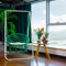 CCLIFE Fauteuil Suspendu à Franges Chaise balancoire siège Suspendu macramé avec Coussins et Pied en Fer pour Interieur et extérieur, Max 100kg,83 x 103 x 155 cm, Color:Vert