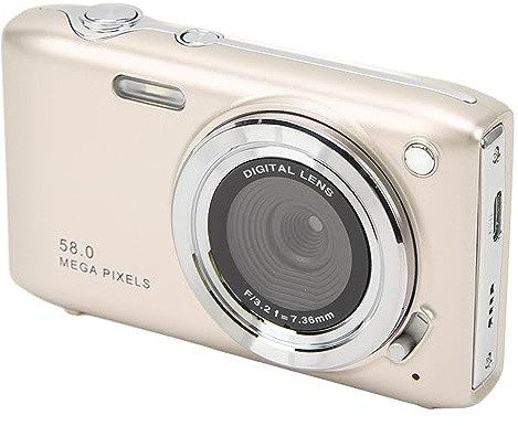 Digitalkamera für Kinder mit 58 MP, 16-Fach Zoom, 2,88-Zoll-Bildschirm, 4K HD Videofunktion – Gold